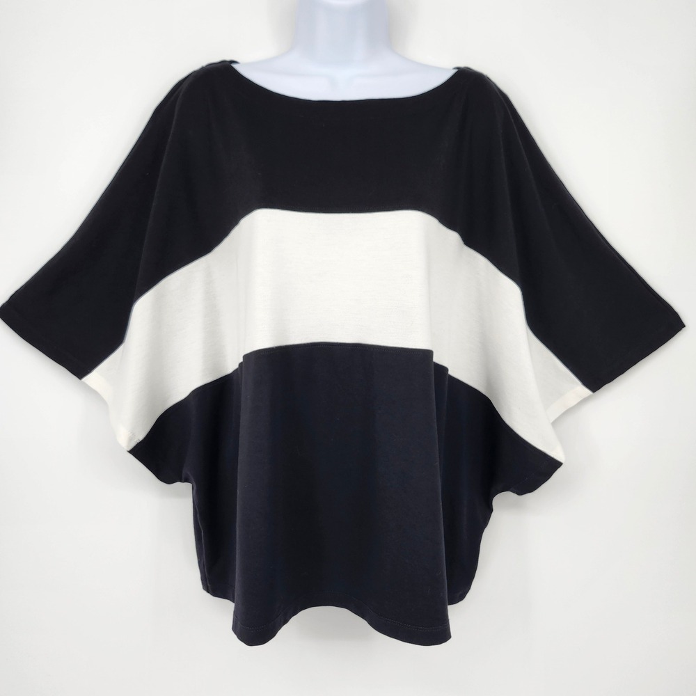 Alembika Womens Dolman Sleeve Colorblock Top Size S Black White Boxy Minimalist